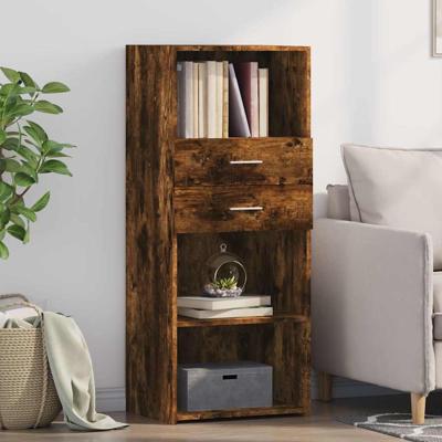 Hoge kast 50x42,5x124 cm bewerkt hout gerookt eikenkleurig