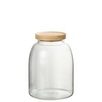 J-Line voorraadpot Tom - glas|bamboe - transparant|naturel - medium