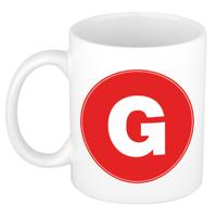 Koffie mok met de letter G - beker - rood - eerste letter van een voornaam - wit - 300 ml