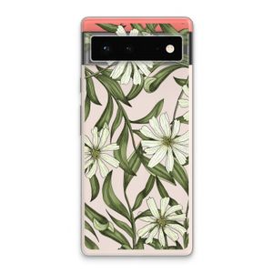 Wit bloemenpatroon: Google Pixel 6 Transparant Hoesje