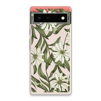 Wit bloemenpatroon: Google Pixel 6 Transparant Hoesje