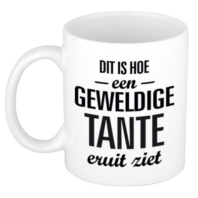 Geweldige tante - cadeau koffiemok - theebeker - wit - 300 ml