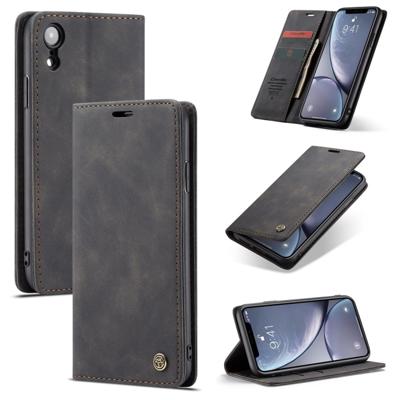 CaseMe-013 multifunctionele Retro Frosted horizontale Flip lederen hoes for iPhone XR, met kaartsleuf & houder & Wallet(Black)
