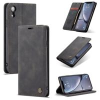 CaseMe-013 multifunctionele Retro Frosted horizontale Flip lederen hoes for iPhone XR, met kaartsleuf & houder & Wallet(Black)