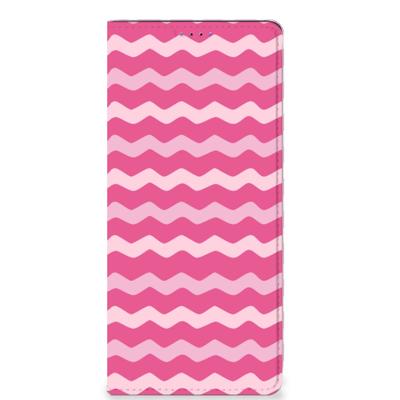 Samsung Galaxy A22 5G | Hoesje met Magneet | Waves Pink Samsung Galaxy A22 5G | Hoesje met Magneet | Waves Pink
