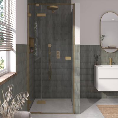 Saqu Parro Douchedeur 90x210 cm Geborsteld Messing Helder Glas