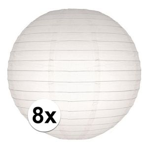 8x stuks Luxe bol lampionnen wit 25 cm