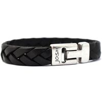 JOSH 24353-BRA-S-BL Armband leder zwart-zilverkleurig 16 mm JOSH 24353-BRA-S-BL Armband leder zwart-zilverkleurig 16 mm