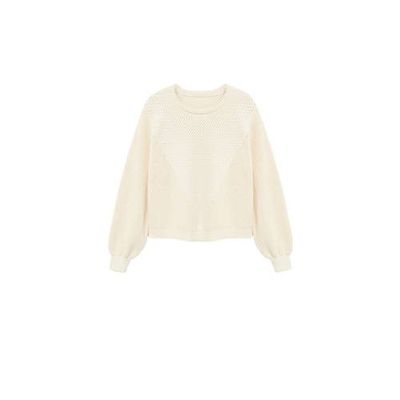 Violeta by Mango gebreide trui met textuur ecru Violeta by Mango gebreide trui met textuur ecru