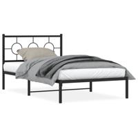 Bedframe met hoofdbord metaal zwart 107x203 cm