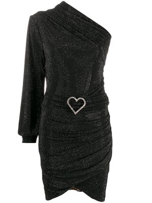 Philipp Plein robe asymétrique à détail de cœur - Noir