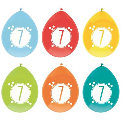 Haza party Ballonnen - 7 jaar - leeftijd verjaardag - 6x stuks - 30 cm - versiering - feestartikele