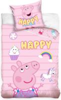 Peppa Pig Dekbedovertrek Happy 140 x 200 cm roze