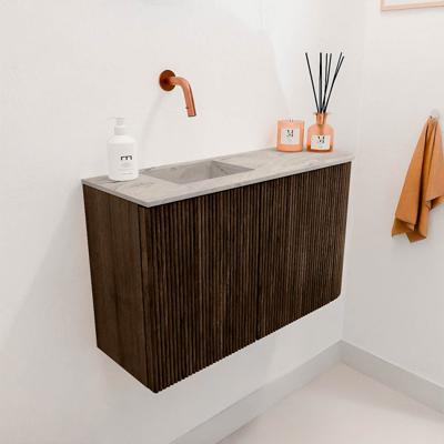 Toiletmeubel Mondiaz Joya Dlux | 71.6 cm | Meubelkleur Walnut | Faye wastafel Glace Wasbak Links | Zonder kraangat(en)