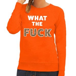 What the Fuck tekst sweater oranje voor dames