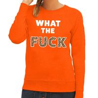 What the Fuck tekst sweater oranje voor dames - thumbnail