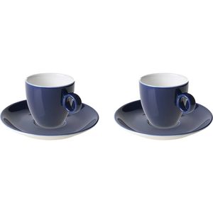 Maastricht Porselein Koffiekop en schotel Bart Colour Cafe 17 cl 13.5 cm Blauw Porselein 2 stuks