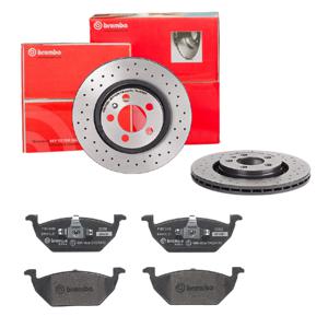 Remmenset, remschijf BREMBO, Remschijftype: Geperforeerd / Geventileerd, Inbouwplaats: Vooras, u.a. für Audi, Skoda, VW, Seat