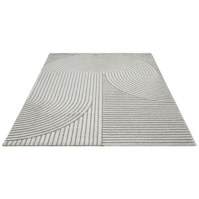 Vloerkleed Elio Japandi - Modern Design met Halve Cirkels in Grijs-140 x 200 cm
