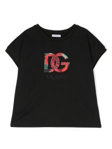 Dolce & Gabbana Kids t-shirt en coton à patch logo - Noir