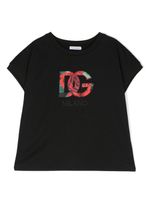 Dolce & Gabbana Kids logo-patch cotton T-shirt - Noir