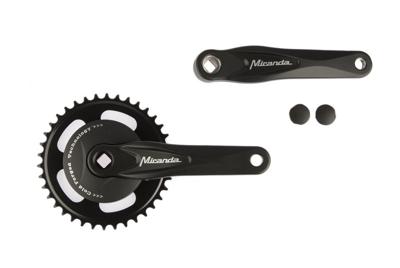 Miranda crankstel alfa 1 38t, cranklengte 170mm. zwart, aluminium, spieloos. met disc
