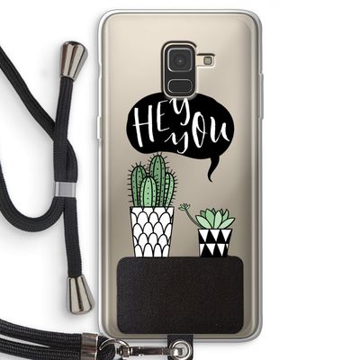 Hey you cactus: Samsung Galaxy A8 (2018) Transparant Hoesje met koord
