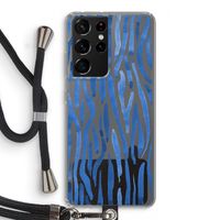 Blauwe nerven: Samsung Galaxy S21 Ultra Transparant Hoesje met koord