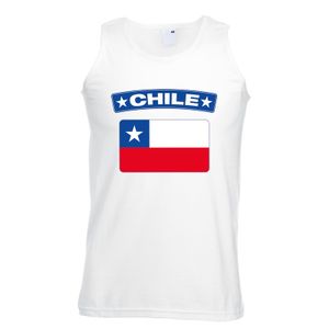 Singlet shirt/ tanktop Chileense vlag wit heren