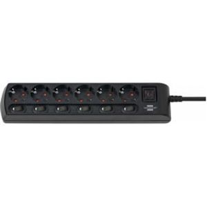 Brennenstuhl 1153110116 power uitbreiding 2 m 6 AC-uitgang(en) Binnen Zwart