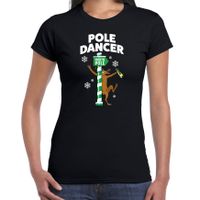 Foute humor Kerst T-shirt paaldanser rendier voor dames zwart - thumbnail