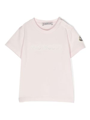 Moncler Enfant t-shirt en coton à logo brodé - Rose