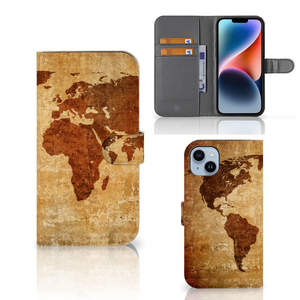 iPhone 15 Plus Flip Cover Wereldkaart