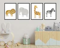 Posters - Safari Dieren / Set van 4