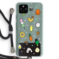 Happy bento friends: Pixel 5a 5G Transparant Hoesje met koord