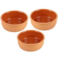 Tapas/sauzen/hapjes serveer schaaltjes set - 3x stuks - terracotta - 12 x 4 cm p/st