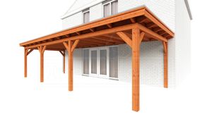 Trendhout Aanbouwveranda Lucca 955x390 cm - Plat dak- - Onbehandeld lariks Douglas hout- Trendhout
