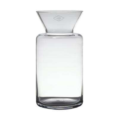 Bloemenvaas - melkbus - transparant - glas - 30 x 15 cm - bloemen/takken - woonaccessoires