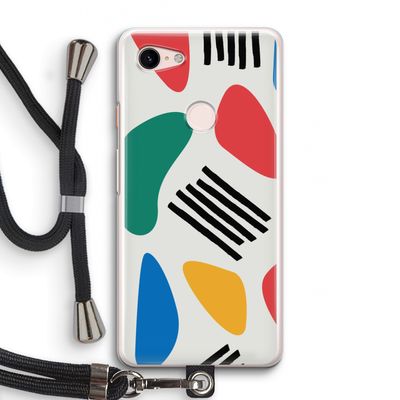 Illustratieve pop 1: Pixel 3 Transparant Hoesje met koord