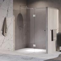 Brauer Void - Carving Nisdeur - 2-Delig - Helder Glas - 180 x 200 cm - Omkeerbaar - met Draaideur 70 cm - Aan Glas - incl. Glascoating - Chroom