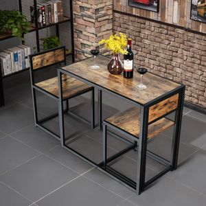 3-Delige Tafelset Eetkamerset Bartafelset Keukentafel Eettafel Tafel + 2 Stoelen Antiek