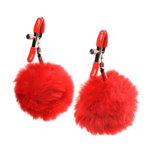 XR Brands Charmed Pom Pom - Nipple Clamps - Red