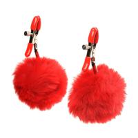 XR Brands Charmed Pom Pom - Nipple Clamps - Red