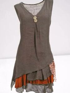Casual Sleeveless Cotton-Blend Weaving Dress