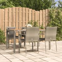5-delige Tuinset met kussens poly rattan grijs