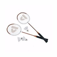 Set van 2x oranje badminton rackets met shuttels   -