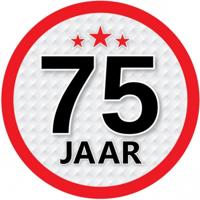75 jaar leeftijd sticker - rond - Dia 15 cm - 75 jaar verjaardag - jubileum - leeftijd versiering