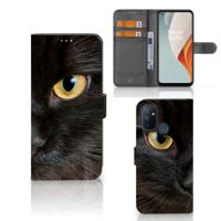 OnePlus Nord N100 | Telefoonhoesje | Met pasjeshouder | Zwarte Kat