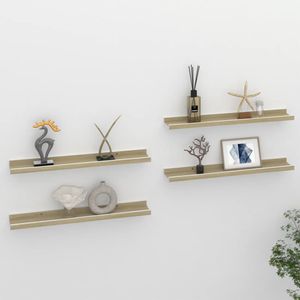 Wandschappen 4 st 60x9x3 cm wit en sonoma eikenkleurig