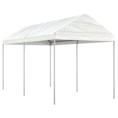 Prieel met dak 4,46x2,28x2,69 m polyetheen wit